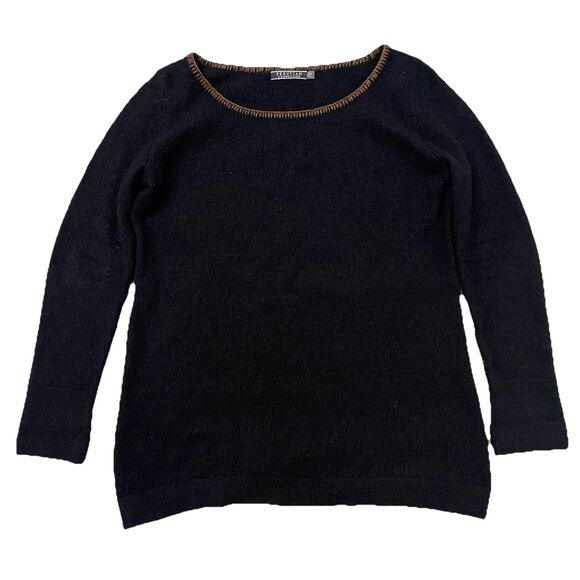 Peruvian Connection Women’s Scoop Neck Baby Alpaca Sweater Size M Black - Picture 1 of 7